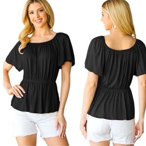 Boutique Black flutter sleeve Top